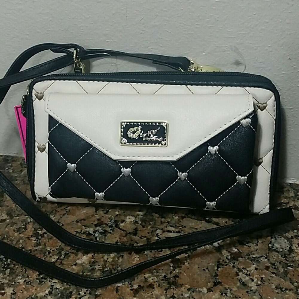 NWT Betsey Johnson Crossbody Wallet Quilted BWhite